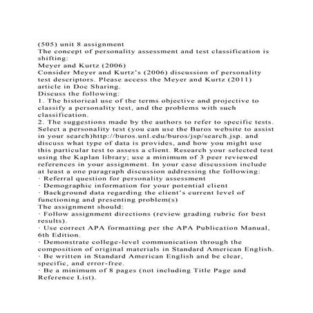 (505) unit 8 assignmentThe concept of personality assessment and.docx