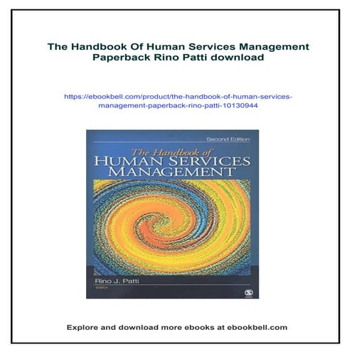 The Handbook Of Human Services Management Paperback Rino Patti | PDF