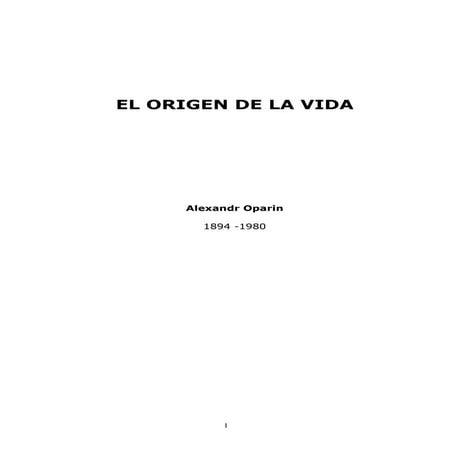 El origen de la vida | PDF