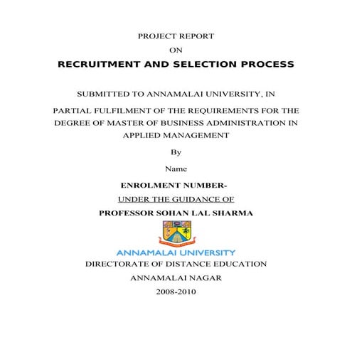 50673202 project-on-recruitment-and-selection-process