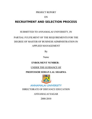 50673202 project-on-recruitment-and-selection-process