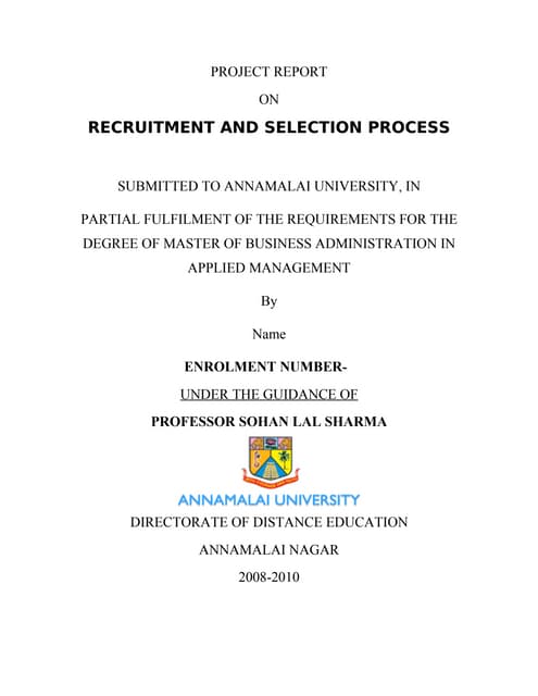 50673202 project-on-recruitment-and-selection-process