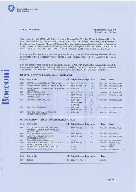 Parchment Official Transcript | PDF