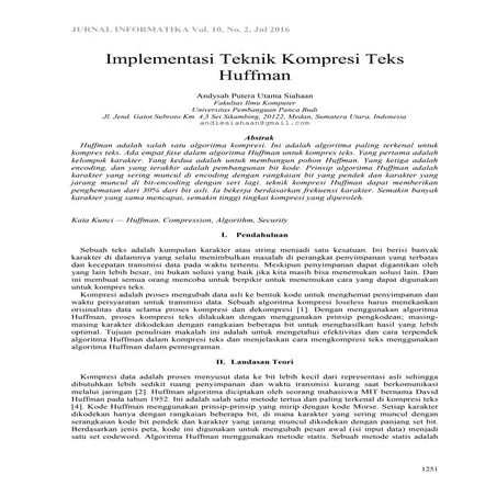 Implementasi Teknik Kompresi Teks Huffman