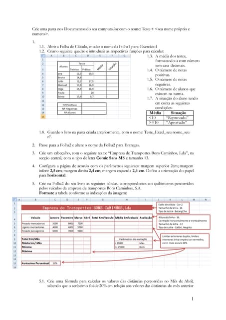 Exercícios de Excel | PDF