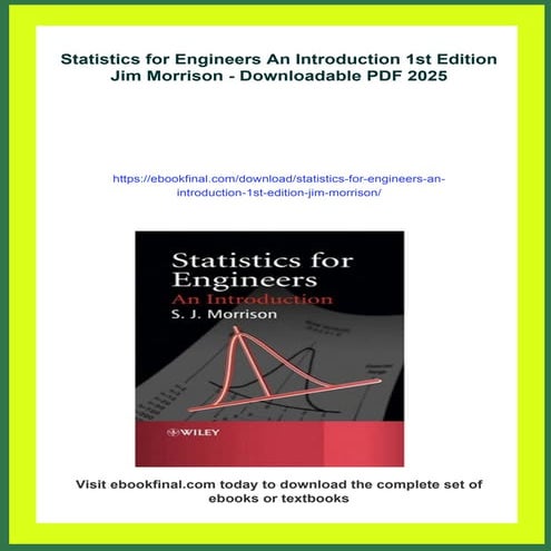Statistics for Engineers An Introduction 1st Edition Jim Morrison | PDF