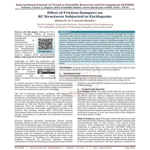 Effect of Friction Dampers on RC Structures Subjected to Earthquake