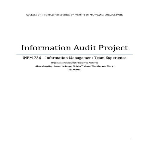Information Audit at Main Library, EUSL | PPTX