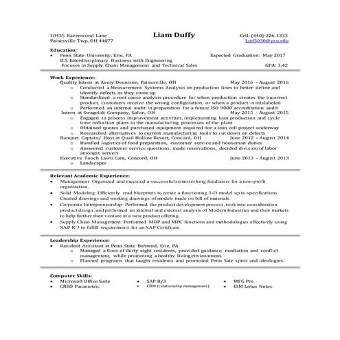 Penn State Resume | DOCX