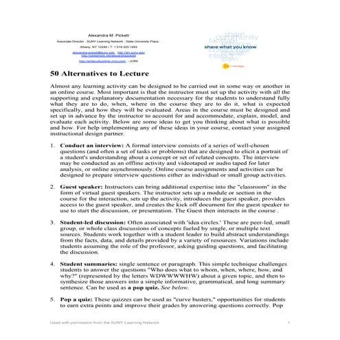 50 alternatives to lecture