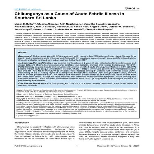Chikungunya as a Cause of Acute Febrile Illness in Southern Sri Lanka