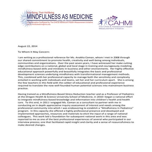 Anakha Coman Reference Christina Bethell