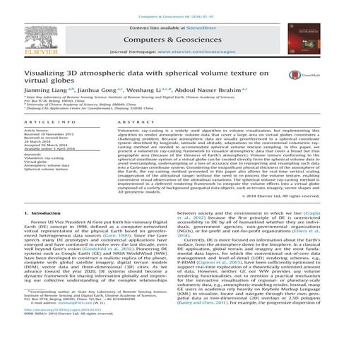 Visualizing 3D atmospheric data with spherical volume texture on virtual globes