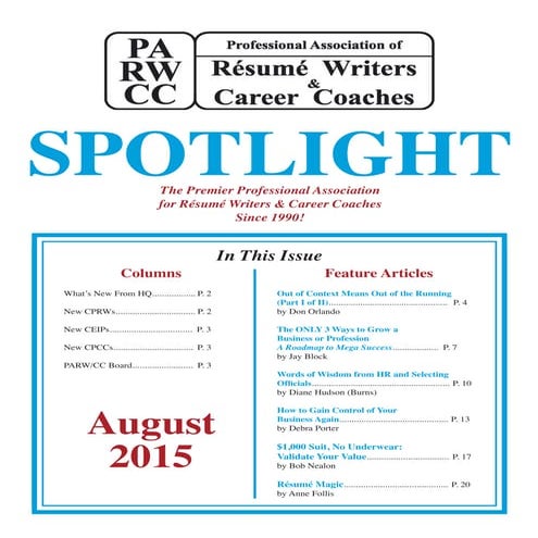 PARW August 2015 Article