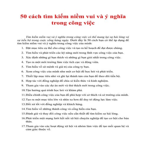 50 cách tìm kiếm niềm vui và ý nghĩa trong công việc.pdf