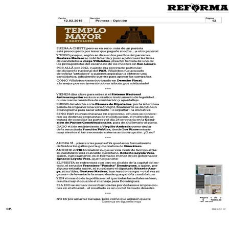 50 columnas políticas   jueves 12 de febrero de 2015