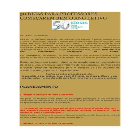 50 dicas para professores começarem bem o ano letivo