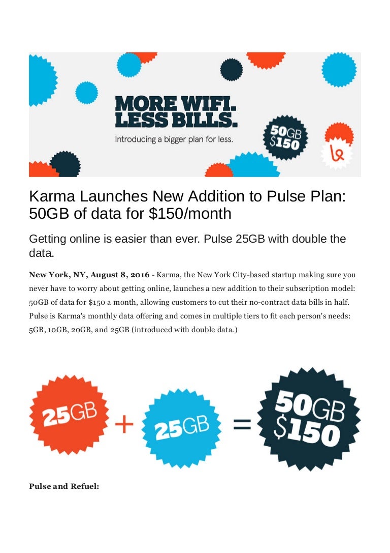 50GB WiFi Data Plan 150 Per Month Karma WiFi