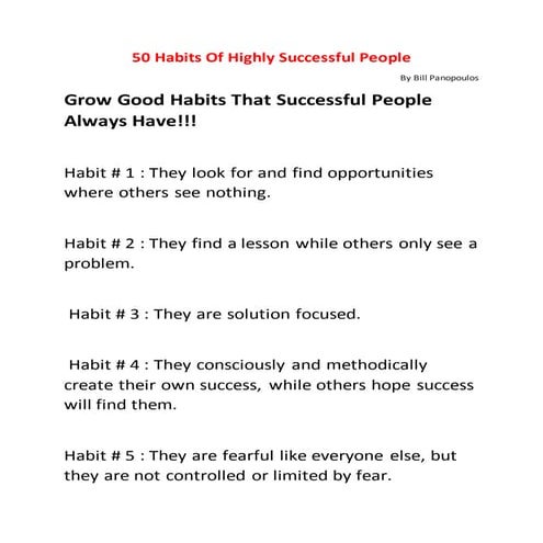 50 habits of highly successful people