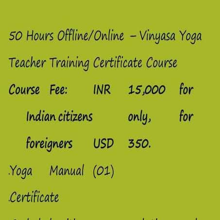 50 Hours OfflineOnline – Vinyasa Yoga Teacher Training Certificate ...