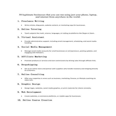 50 legitimate businesses that you can run using your Gadget