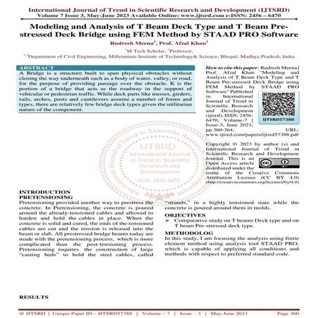 Modeling and Analysis of T Beam Deck Type and T Beam Pre stressed Deck Bridge...