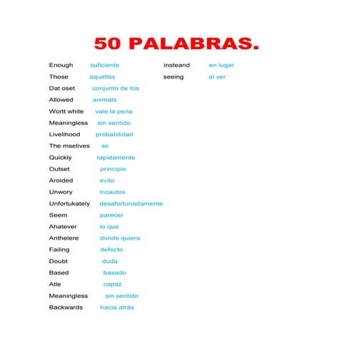 50 palabras
