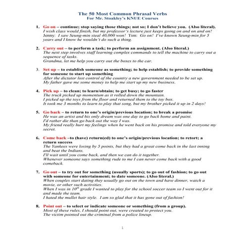 800 Common English Phrasal Verbs with meaning and example sentences | DOCX