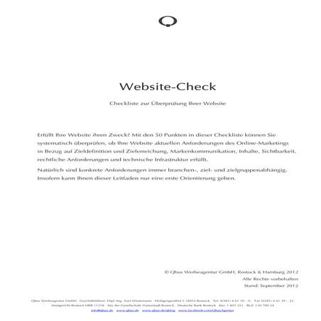 50 Punkte Checkliste für Ihre Website