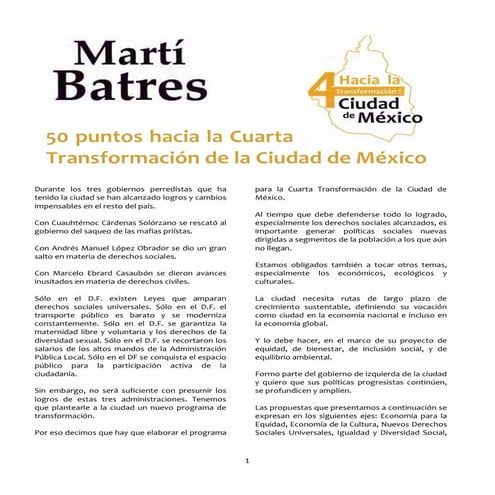 50 puntos hacia la cuarta transformación de la ciudad de méxico