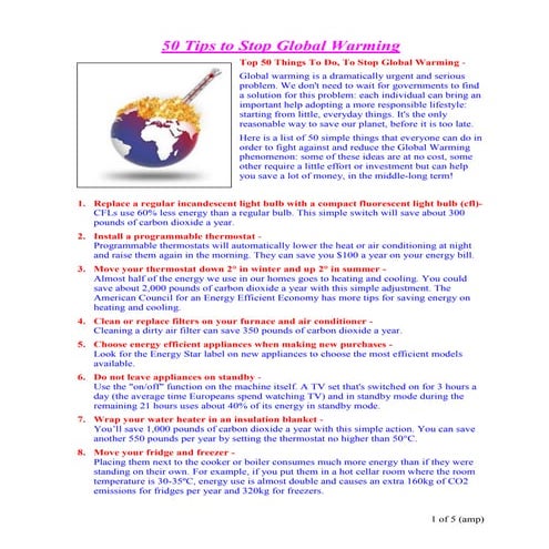 50 tips to stop global warming