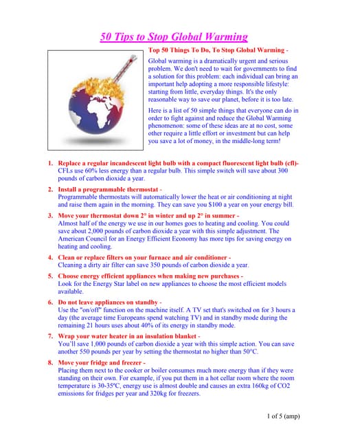 50 tips to stop global warming