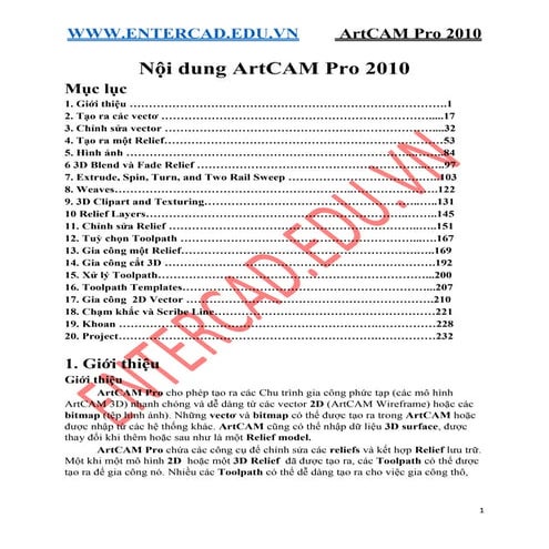 Tài liệu hướng dẫn lập trình trên Artcam pro