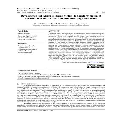 Development of Android-based virtual laboratory media at vocational ...