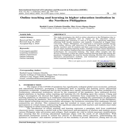 Online teaching and learning in higher education institution in the ...