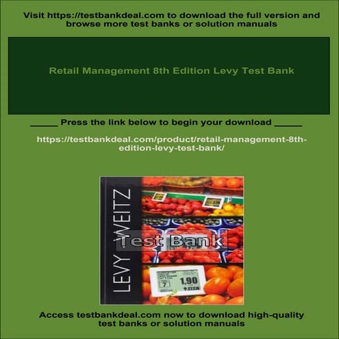 Retail Management 8th Edition Levy Test Bank | PDF