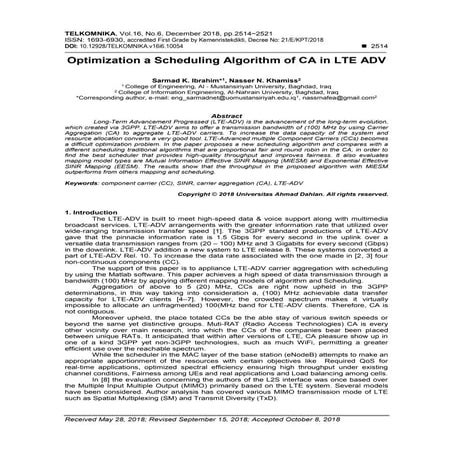 Optimization a Scheduling Algorithm of CA in LTE ADV