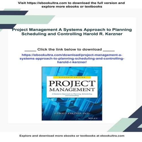 Project Management A Systems Approach to Planning Scheduling and Controlling ...