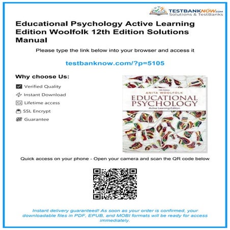 Comprehensive Solutions Manual for Educational Psychology Active Learning Woolfolk 12th Edition ...