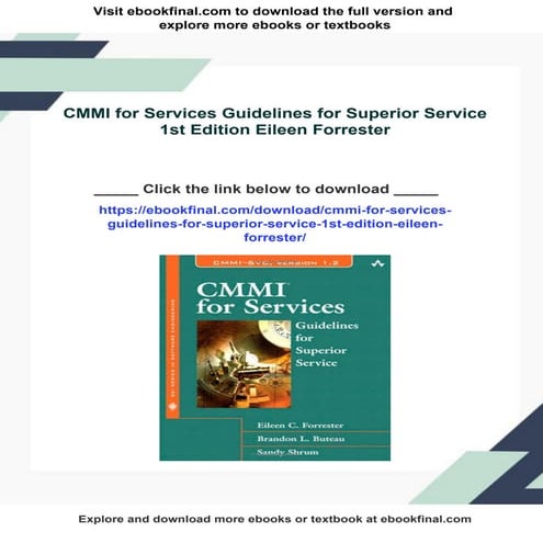 CMMI for Services Guidelines for Superior Service 1st Edition Eileen Forrester