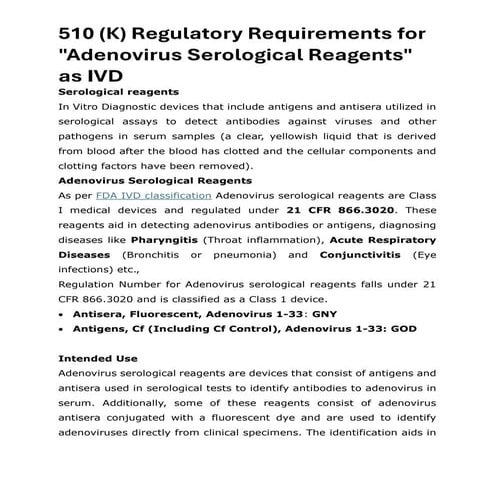 510 (K) Regulatory Requirements for Adenovirus Serological Reagents as IVD.pdf