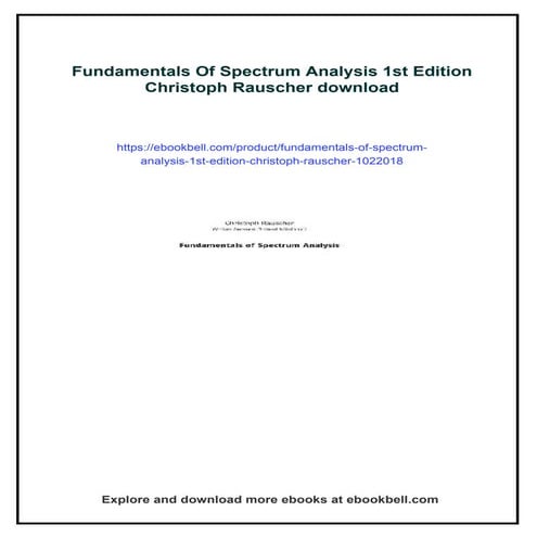 Fundamentals Of Spectrum Analysis 1st Edition Christoph Rauscher