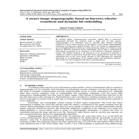 A secure image steganography based on burrows wheeler transform and dynamic b...