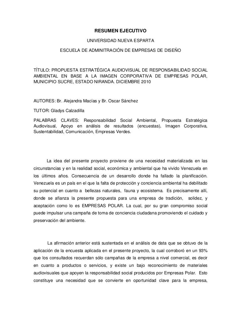 ejemplos de resumenes ejecutivos