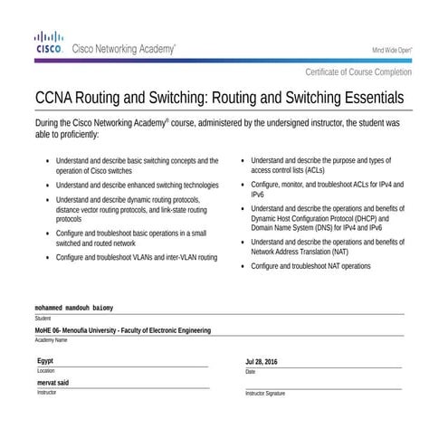 CCNA Routing and Switching Routing and Switching Essentials | PPT