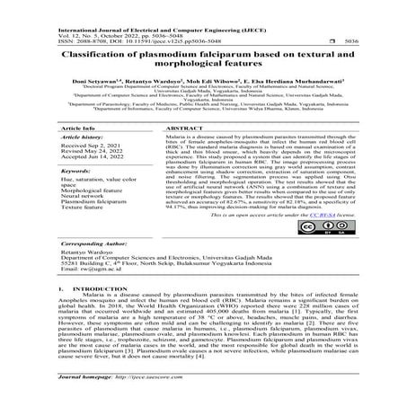 Classification of plasmodium falciparum based on textural and  morphological ...