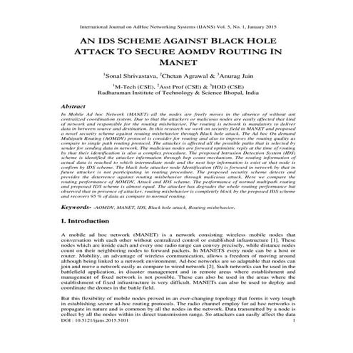 An IDS scheme against Black hole Attack to Secure AOMDV Routing in MANET