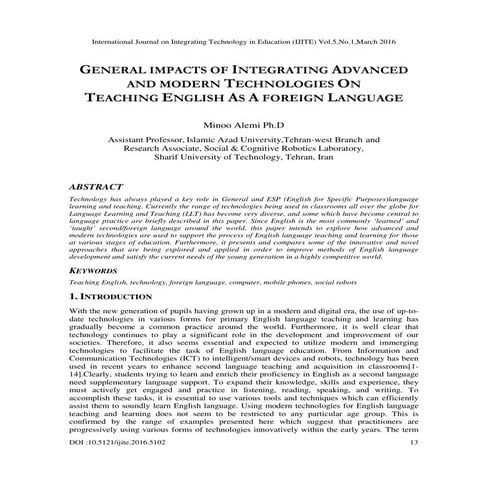GENERAL IMPACTS OF INTEGRATING ADVANCED AND MODERN TECHNOLOGIES ON TEACHING E...