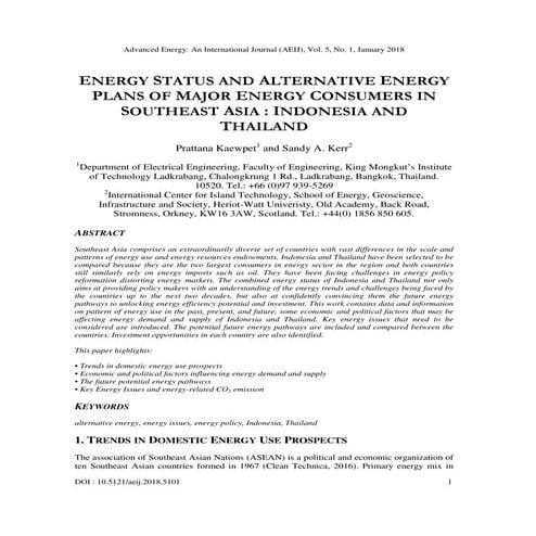 ENERGY STATUS AND ALTERNATIVE ENERGY PLANS OF MAJOR ENERGY CONSUMERS IN SOUTH...