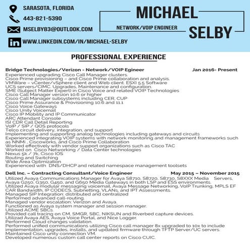 Michael Selby - 2016 Resume